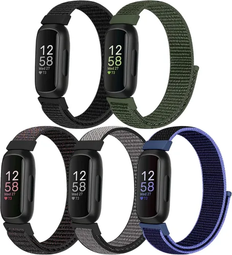 Vista 8 de Bcuckood Correa de nailon compatible con Fitbit Inspire 3/2/HR/Fitbit Ace 3/2, correa deportiva de nailon suave, transpirable, ajustable, correa