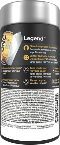 Vista 3 de ONE® Condones Legend XL Preservativos de látex extra grandes, paquete de 12