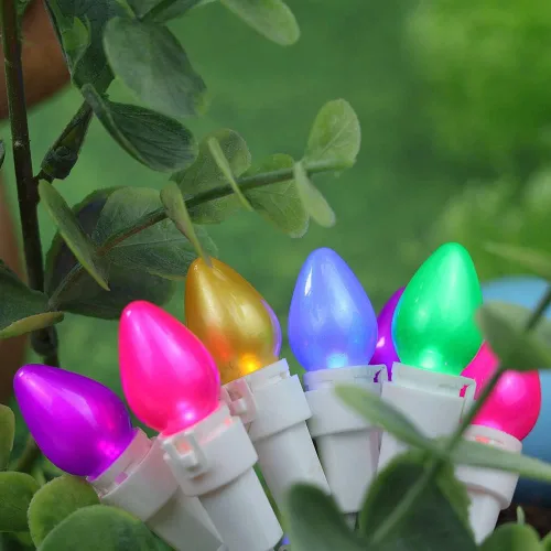 Vista 8 de Guirnalda de luces LED multicolor de cristal C3, 50 unidades, luz pastel de Pascua, 120 V, certificación ETL, conectable, para exteriores, cable