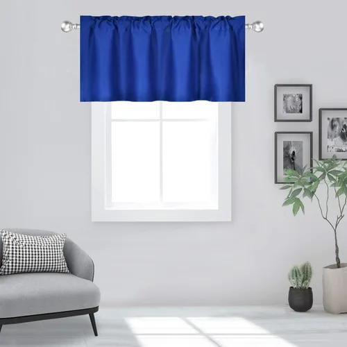 Vista 60 de DECOVSUN Cenefas Aqua para ventanas de cocina, con bolsillo para barra, opacas, con aislamiento térmico, 1 panel de 42 x 18 pulgadas