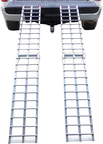 Vista 3 de Pit Posse PP2755P - Par de rampas de carga plegables de aluminio para cortacésped y todoterreno, 89", con capacidad de 1500 libras nominales