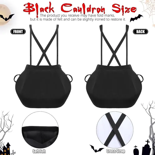 Vista 2 de Toulite Disfraz de caldero para Halloween del día de San Patricio con correa para el hombro, disfraz de olla para fiesta de adultos, accesorio