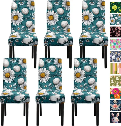 Vista 15 de ANNA QUEEN Juego de 6 fundas para sillas de comedor y cocina, fundas elásticas lavables para sillas de comedor, decoración elegante del hogar