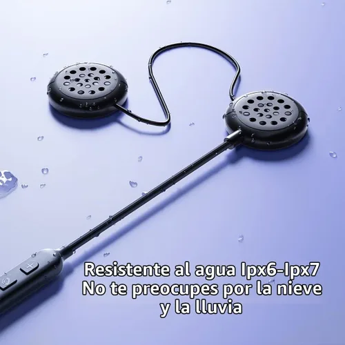 Vista 6 de Auriculares Bluetooth para casco de motocicleta, Bluetooth 5.0, auriculares impermeables para motocicleta, control de música, 80 horas