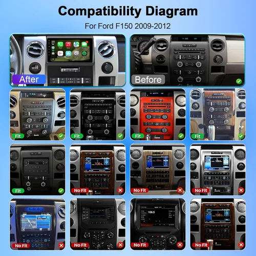 Vista 2 de Actualización estéreo de radio de coche de 64 GB para Ford F150 2009 2010 2011 2012, Plug and Play de 9 pulgadas Android 13 unidad principal