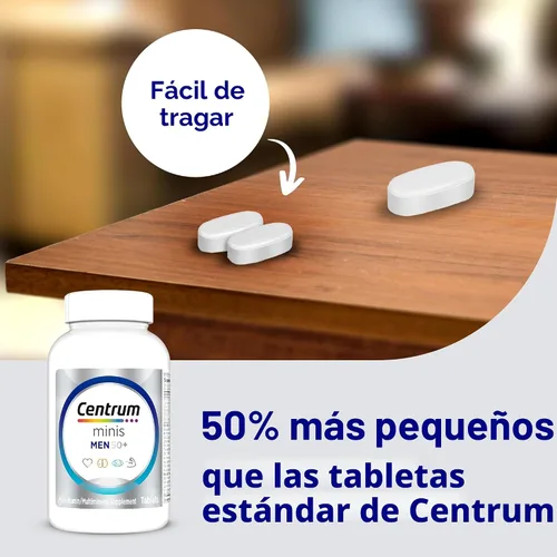 Vista 5 de Centrum Minis Silver Multivitamínico para hombres 50 Plus, suplemento multivitamínico/multimineral, vitamina D3, vitaminas B y zinc, ingredientes