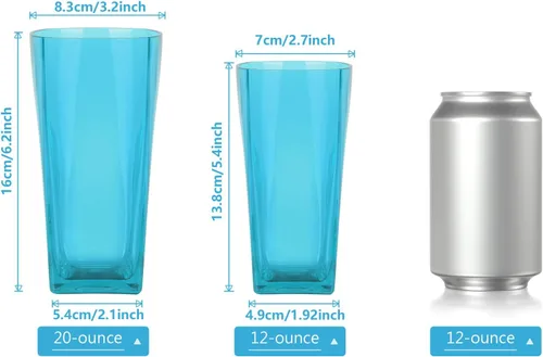 Vista 6 de Top-spring Juego de Vasos de Plástico para Beber - Vasos de Plástico de 12 oz Vasos de Agua Reutilizables Juego para Beber de 6 - Vasos Tipo Tumbler