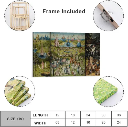Vista 2 de Hieronymus Bosch, The Garden of Earthly Delights - Póster de pinturas famosas, pósteres de obras de arte geniales, arte de pared, impresiones