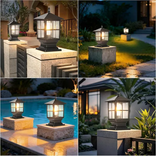 Vista 6 de SLAWA Lámpara de poste para exteriores, modernas luces de columna para exteriores, IP54, impermeables, de aluminio, iluminación al aire libre