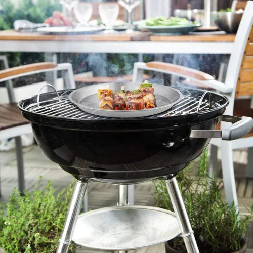 Vista 6 de MixRBBQ BBQ Future - Bandeja de goteo de acero inoxidable para Big Green Egg Kamado Classic, bandeja redonda de 12 pulgadas para parrillas de carbón