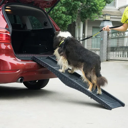 Vista 3 de Pet Trex PETMAKER - Rampa portátil para mascotas, ligera, con superficie de tracción antideslizante segura y lados elevados para automóviles, SUV