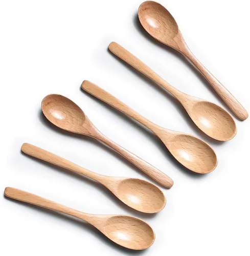 Vista 12 de Cuchara de café de madera de 6 pulgadas, cuchara de madera de haya natural, cuchara de postre para té de tarde, cuchara de té, agitadores de madera