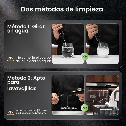 Vista 9 de InstaWhisk - Espumador de leche con velocidad variable, varita espumadora de café recargable con batidor doble desmontable, agitador eléctrico