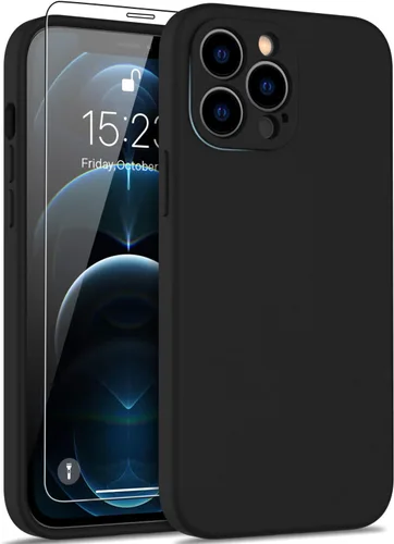 Vista 32 de DEENAKIN Funda de silicona compatible con iPhone 12 con protector de pantalla, mejora la protección de la cámara, funda protectora suave y flexible