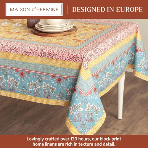 Vista 2 de Maison d' Hermine - Mantel cuadrado decorativo de algodón para comedor, hogar, granja, fiestas, exteriores y boda, bohemio, ideal para primavera