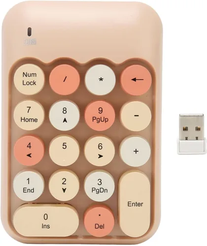 Vista 12 de POCREATION Teclado numérico inalámbrico de 18 teclas de color retro con teclas de acceso directo para calculadora de computadora, receptor USB