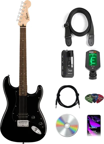 Vista 11 de Fender Squier Sonic Stratocaster HT H - Paquete Negro con Afinador, Correa, Púas y DVD de Guitarra Austin Bazaar Negro HT H