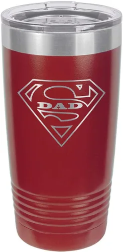 Vista 17 de SUPER DAD-B BLACK Vaso de bebida de 20 onzas con pajita Taza de viaje grabada con láser Comparar con Yeti Rambler Idea de regalo para papá