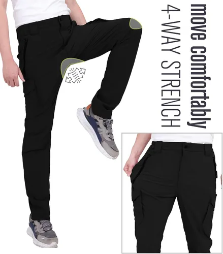 Vista 4 de WORK IDEA Pantalones de senderismo para hombre, impermeables, ligeros, pantalones de pesca al aire libre con bolsillos tipo cargo