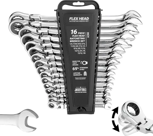 Vista 13 de Jaeger - Llave de trinquete de cabeza flexible de 0.315 in, columpio de 4°, 12 puntos, métrica