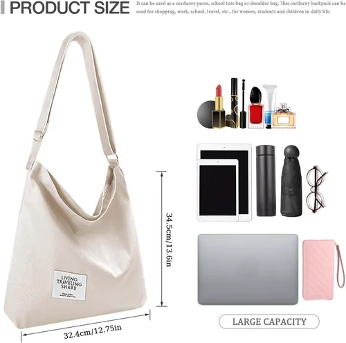 Vista 20 de Bolsa de lona con diseño de bolsillo externo, aspecto elegante, correa de hombro ajustable