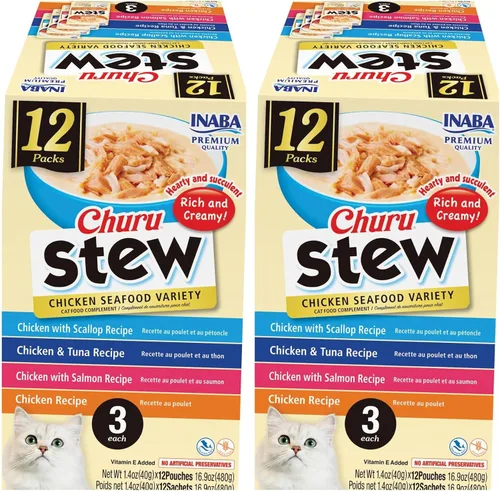 Vista 17 de INABA Churu - Guiso para gatos mayores de 10 años, bolsita de guarnición, 1.4 onzas por bolsita, 12 bolsitas en total, receta de pollo