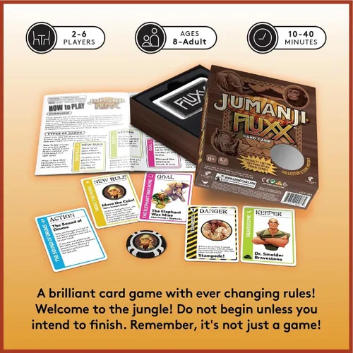 Vista 2 de Looney Labs Jumanji Fluxx Juego de Cartas - Experimenta el Caos de la Selva de Jumanji
