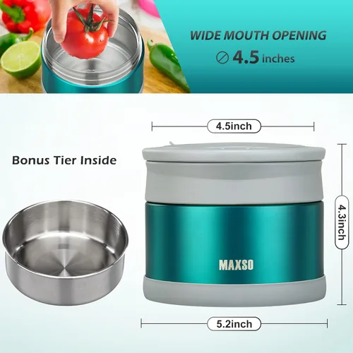Vista 10 de MAXSO Tarro de Comida para Comida Caliente - Termo de Sopa de 24 OZ para Adultos Contenedores de Almuerzo con Aislamiento al Vacío con Cuchara