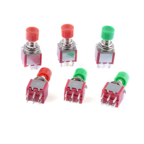 Vista 3 de CYT1105 - 6 pines AC 2A 250V/5A 120V 0.236 in 6 pines interruptor de botón momentáneo DPDT NO NC (paquete de 6)