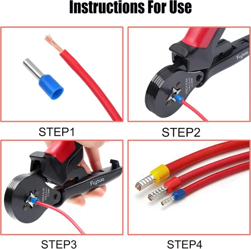 Vista 5 de Herramienta de crimpado de virola de alambre para AWG28-10, mini HSC8 6-4A autoajustable con trinquete para terminales de cables y fundas