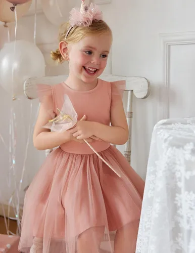 Vista 2 de Arshiner Vestido tutú de verano para niñas pequeñas, de tul sin espalda, para fiesta, cumpleaños, vestidos de algodón, 2-6 años