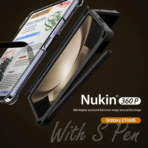 Vista 2 de araree Nukin 360 P - Funda para Samsung Galaxy Z Fold 5 con ranura para S Pen y protección de bisagra, cubierta protectora ligera de policarbonato
