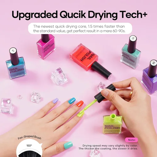 Vista 5 de Juego de esmaltes de uñas, 6 colores, 0.5 onzas líquidas, pastel macarrón, esmalte de uñas dulce rosa y verde, colección de aire de secado rápido