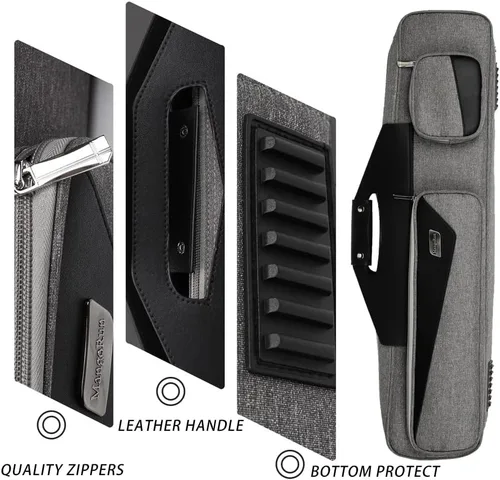 Vista 4 de Pool Cue Case 4x4 with Backpack Straps Carrying Case for 4 Pool Cues