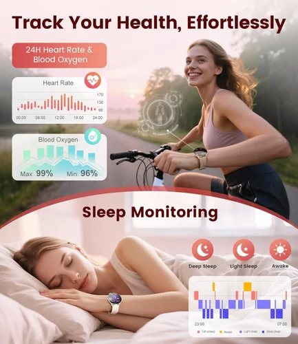 Vista 5 de Reloj inteligente para mujer con llamada de marca/respuesta, rastreador de actividad HD AMOLED de 1.43 pulgadas para Android iOS, reloj inteligente