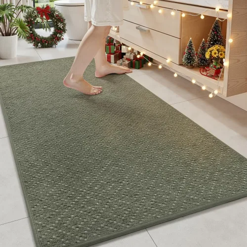 Vista 15 de AMOAMI Tapete de baño fino, súper absorbente, antideslizante, parte trasera de goma, tapetes de baño para baño, secado rápido, superficie