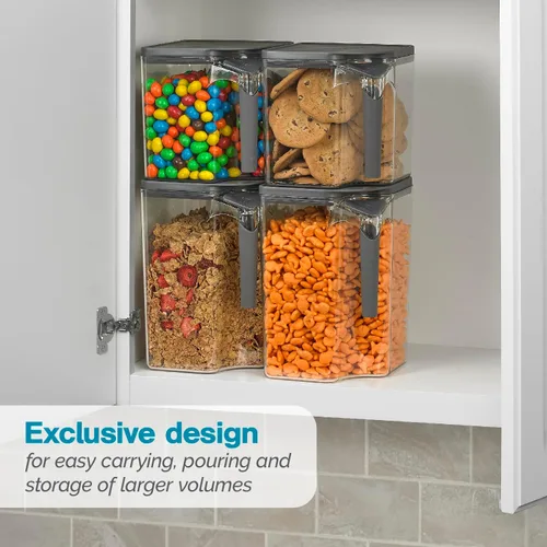 Vista 7 de Polder Handle-It - Recipiente de plástico sin BPA, contenedor apilable de almacenamiento de cocina, solución de almacenamiento de alimentos