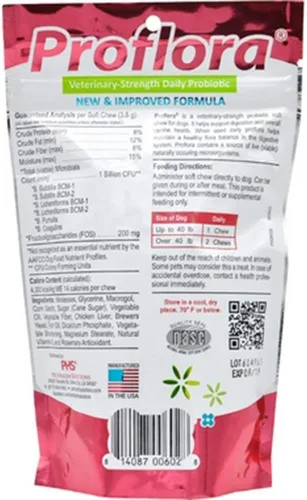 Vista 2 de Probióticos Proflora para perros: salud intestinal completa y apoyo inmunológico. Probióticos digestivos de múltiples cepas fáciles de usar.