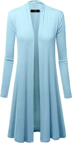 Vista 4 de Made By Johnny Women's Solid Long Sleeve Open Front Drape Long Cardigan Duster - Comfortable & Stylish Outerwear