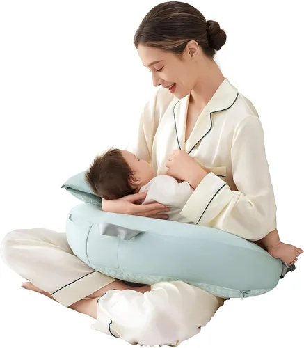Vista 3 de Almohada de lactancia para lactancia materna, almohada de alimentación desmontable 3 en 1 con cojines de apoyo extraíbles, elevación suave para Verde
