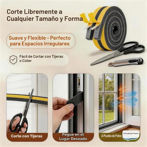 Vista 3 de Espuma de aire acondicionado, 2 rollos, 1 pulgada de ancho x 1 pulgada de grosor, total de 13 pies de largo, tiras de espuma con adhesivo para Negro