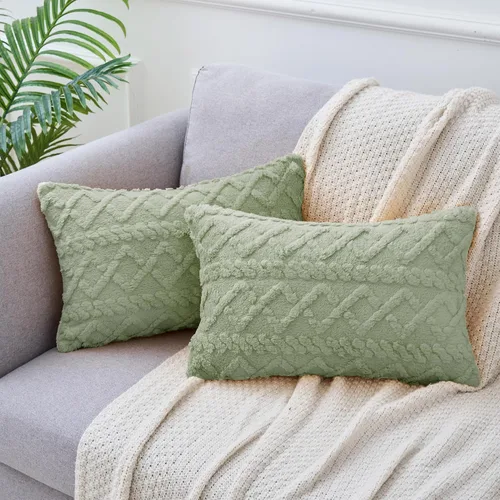 Vista 16 de uxcell Juego de 2 fundas de almohada de felpa de lana sintética, fundas de almohada con patrones geométricos, fundas de almohada decorativas