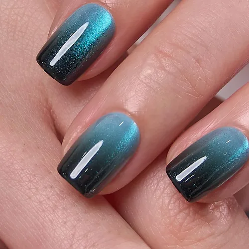 Vista 33 de CurvLife Uñas postizas cuadradas cortas a presión, terciopelo degradado Paris Script
