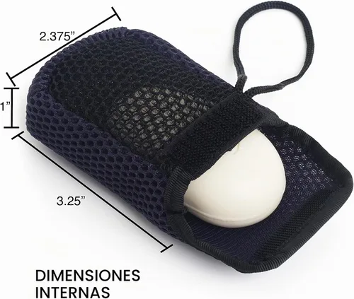Vista 5 de MainBasics - Bolsa de jabón exfoliante de doble cara, color azul