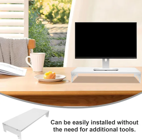 Vista 9 de Kisangel Elevador de monitor de escritorio con patas acrílicas, soporte ergonómico para laptop y estante organizador para escritorio, plataforma