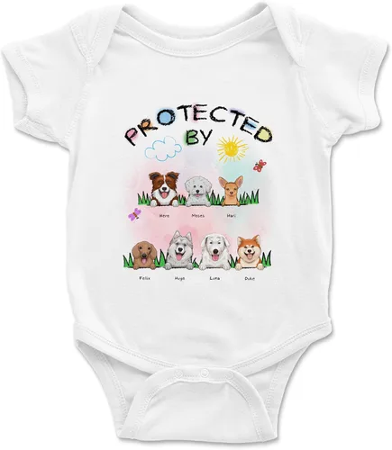 Vista 8 de Gossby Enterizo personalizado para bebé niña niño – Regalo personalizado ropa de bebé con diseño de perro – 0-24 meses – 4