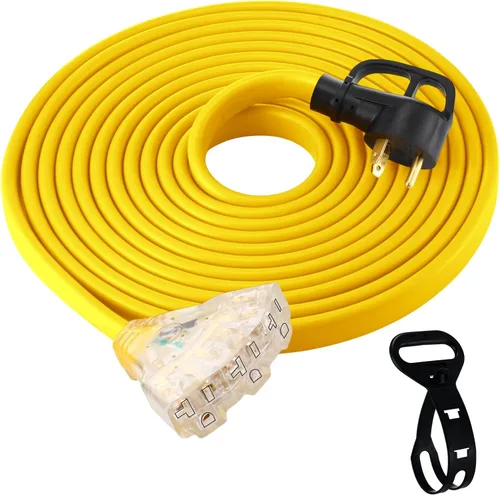 Vista 17 de Tellegloww Cable generador plano para RV NEMA TT-30p a 3X 5-20R/5-15R de 10 Negro