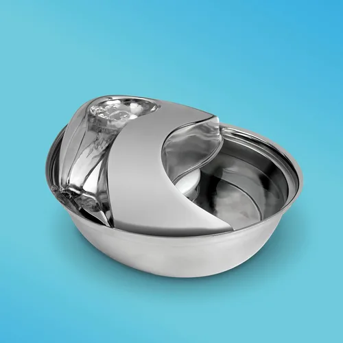 Vista 5 de Fuente de acero inoxidable Pioneer Pet con diseño de gota de lluvia