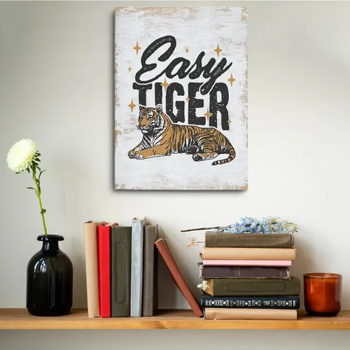 Vista 5 de Lienzo decorativo de pared con citas divertidas, diseño retro de tigre, para amantes de los animales de tigre, impresiones enmarcadas para el hogar