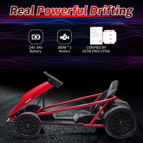 Vista 30 de Go Kart alimentado por batería de 24 V para niños de 8 a 15 años Azul